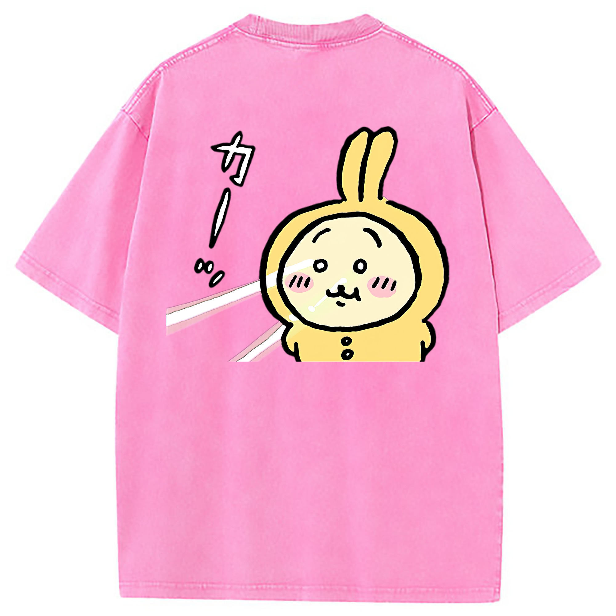 （画像用） ちいかわ うさぎ Chii-kawa usagi 綿100% ヴィンテージ風 半袖Tシャツ（背面プリント）